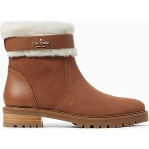 Kate Spade Bailee Winter Bootie Tan Suede Leather Faux Fur Lined Womens Size 9